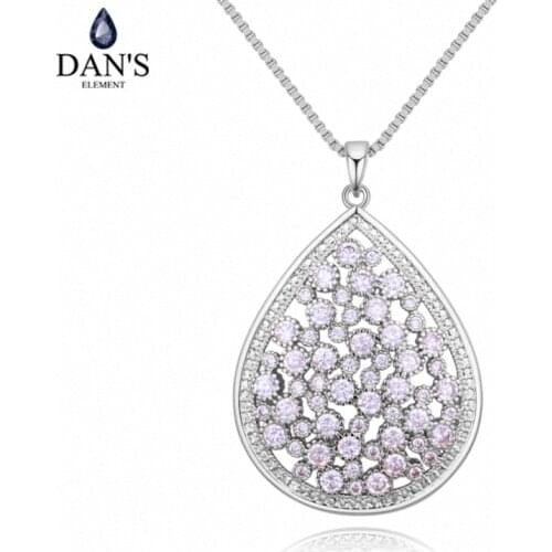 DANS Element Brand 3 Colors Real Austrian Crystals Fashion Water Drop Tassel Pendant Necklace for Women Valentine Gift 128638