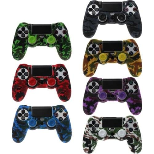 Anti Slip Camo Silicone Case Cover With Grip Cap for playstation PS4 Controller