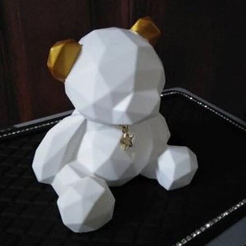 DIY Crystal Epoxy Geometric Bear Mould High Mirror Stone Aromatherapy Car Decoration Spreading Mold Silicone Mould