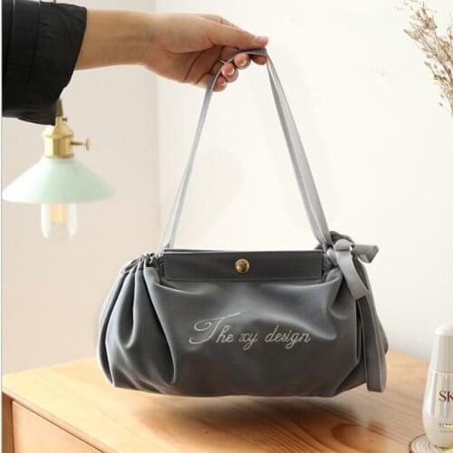 PUOU New Lazy Drawstring Makeup Bag Makeup Case Storage Pouch Toiletry Beauty Kit Box Shoulder Bags Travel Cosmetic Bag