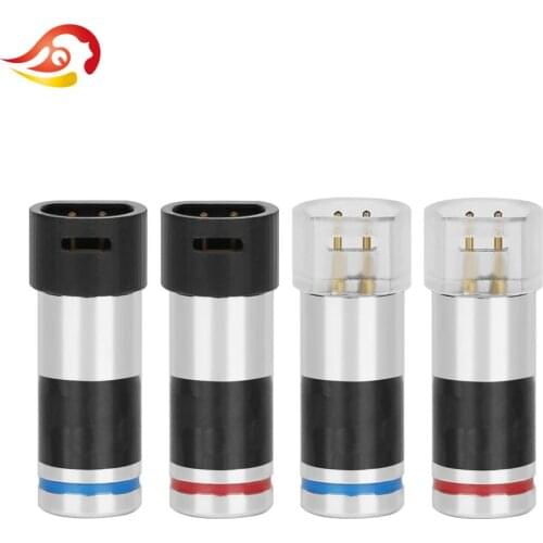 QYFANG 1 Pair 2Pin Earphone Plug Wire Connector Silver Audio Jack Socket For IE8 IE8I IE80 Headset Carbon Fiber Splice Adapter