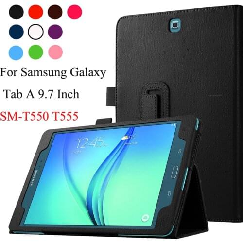 Luxury Case For Samsung Galaxy Tab A 9.7inch SM-T550 SM-T551 SM-T555 SM-P550 P555 Case Lichee Style PU Leather Stand Cover+pen
