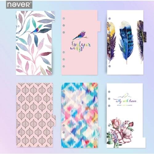 Never Fly Bird Series Index Pages Divider for Filofax Dokibook Spiral Planner Notebooks Bookmarks Refill 6pcs School Stationery