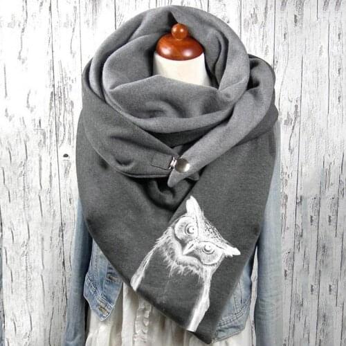 Fashion Women Cute Cat Print Scarf Hijabs Female Lady Retro Multi-purpose Shawl Button Scarf Femme Wraps Foulard Bufand