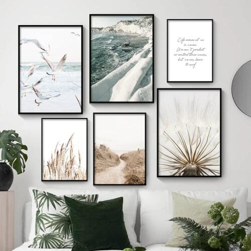 Sunlight Beach Seagull Nature Landscape Canvas Painting Poster Art Print Photography Nordic Wall Pictures for Room Decor
