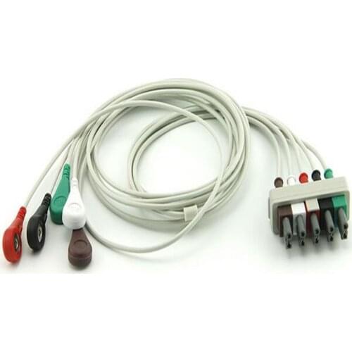 Compatible For Philips-HP MP20/30/40 43100A,,43120A,43200A ECG 5 Leadwires Snap end ECG Trunk Cable Medical Wire Cables AHA