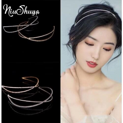 NiuShuya Simple Designs Rhinestones Wedding Headband Crown Girls Hair Accessories Tiara Noiva Bride Jewellery Tiaras Jewelry