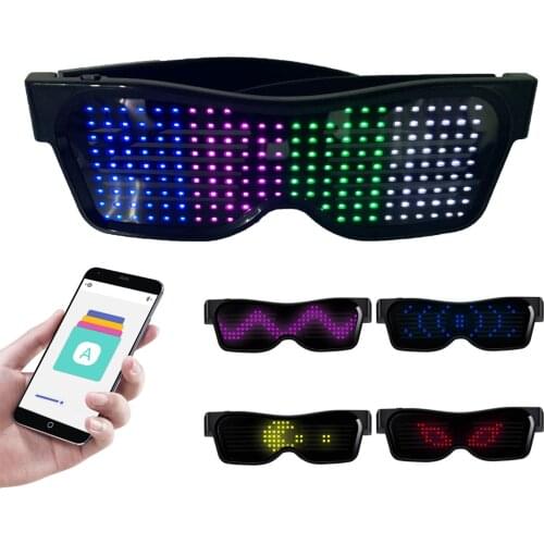 BT LED Luminous Glasses EL Flashing Neon Bar Party LED Glasses Light Up Glasses Costume Party Decor DJ Sunglasses DIY Pictures