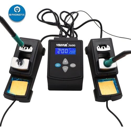 YOUYUE 3600 Dual Soldering Iron Tips Thermostatic Soldering Station 75W Rapid Heat Up Phone BGA Soldering Repair iron Tools Kit
