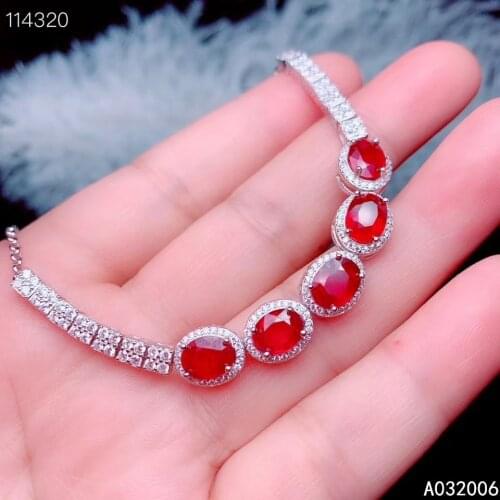 KJJEAXCMY fine jewelry 925 sterling silver inlaid natural ruby bracelet delicate female noble bracelet support testing