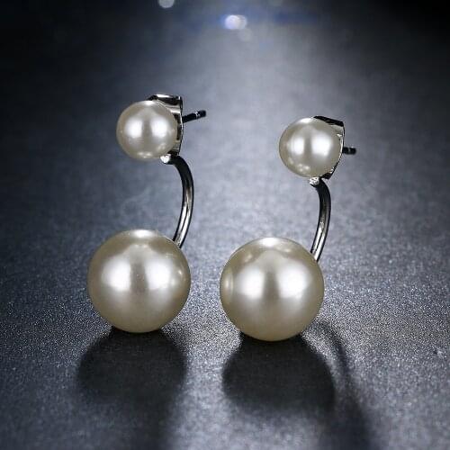 Emmaya Fashion Unique Design 2 Pearls Stud Earrings White Gold Color For Woman New Christmas Gift Party