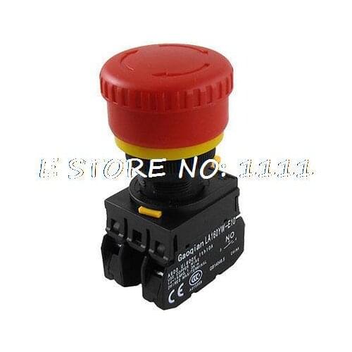 1 NO 1 NC Red Sign Signal Mushroom Push Button Emergency Stop Switch YW1B-V4E11R