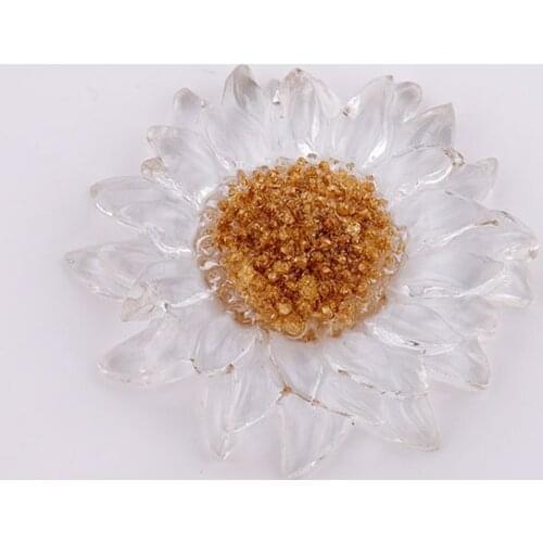 10pcs 38mm Crystal Resin Daisy Sunflowers Flatbacks Cabochons Embellishments Scrapbooking For Phone Dollhouse Decorations Crafts