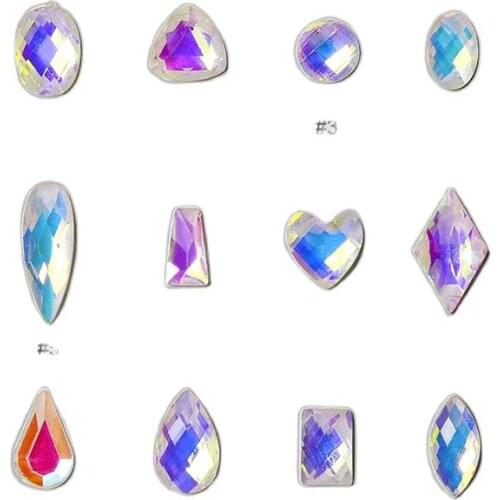 100pcs/lot Nail Gems Rhinestone AB Color Flat-back Nail Crystals Strass Gems Stone Colorful 3D Nail Tip Gem Accessory Decoration