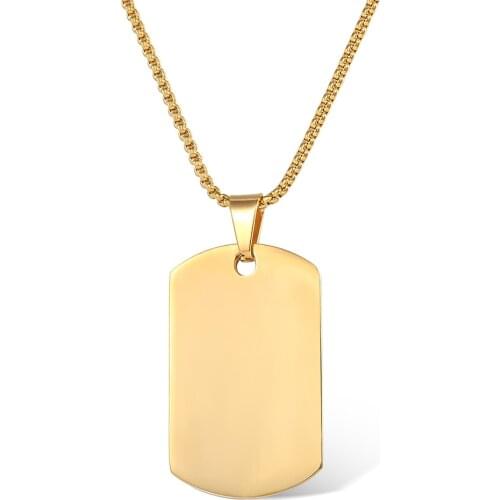 2mm Stainless Steel Box Chain Dog Tag ID Pendant Necklace for Men Women Personalized Name Military Jewelry Gifts DDNM38