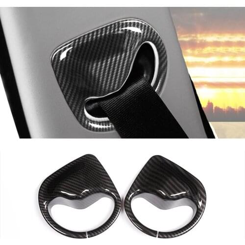 2pcs Carbon Fiber Style Car Seat Safety Belt Decoration Cover Trim For Jaguar XE 2016 2017 2018