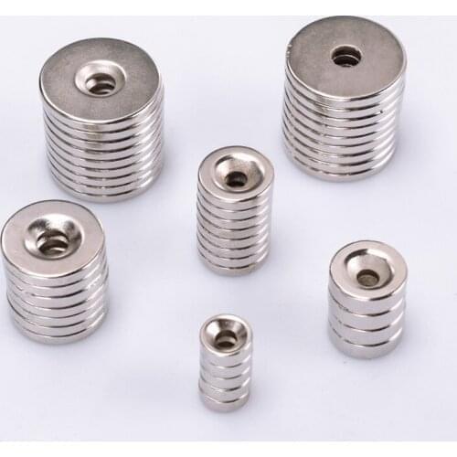 4pcs 8mm diameter neodymium iron boron powerful magnet with holes round industrial permanent magnetic circle column ring