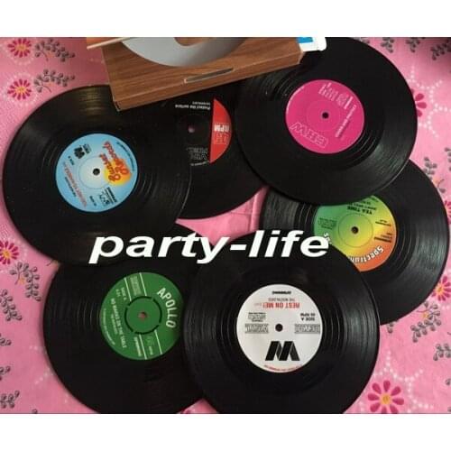 6 Pcs/ set Home Table Cup Mat Creative Decor Coffee Drink Placemat Spinning Retro Vinyl CD Record Drinks Coasters