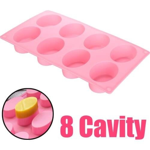 8Holes Oval Shaped Cake Mold Silicone Oval Handmade Soap Mold Multi For Kitchen DIY Chocolate Cookie Cupcake Baking Supplies
