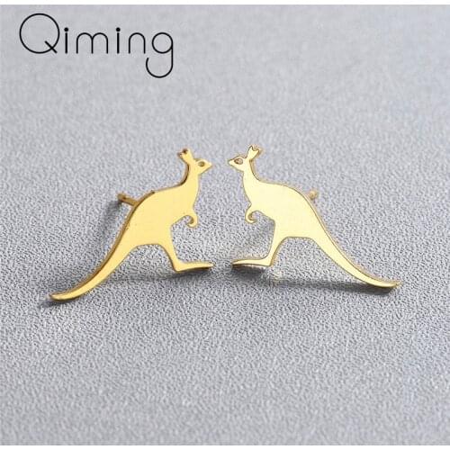 Australian Wallaby Kangaroo Stud Earrings For Women Baby Cute Wild Animal Gifts For Girl Kids Teen Oorbellen Jewelry