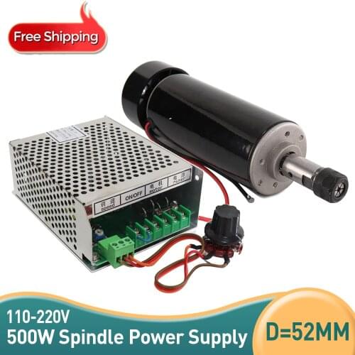 ER11 chuck CNC 500W Spindle Motor + Power Supply speed governor For DIY CNC, haven't 52mm clamps