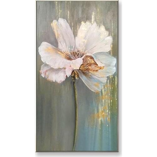 Large vertical picture Beautiful flower hanging poster Hand drawn acrylic oil painting on canvas for living room sofa entrance