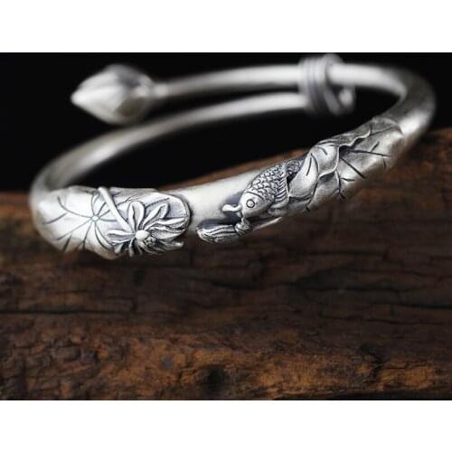 2018 Limited Sale Women Armbanden Voor Vrouwen Lotus Fine Bracelet Ms Matte Pure Manual Push-pull National Wind Net Zen Full