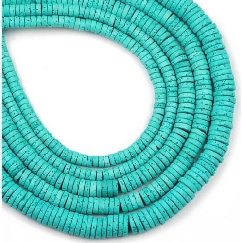 4/6/8MM Malachite Green Natural Volcanic Lava Stone Flat Round Spacers Loose Beads For Jewelry Making DIY Bracelets Accessories