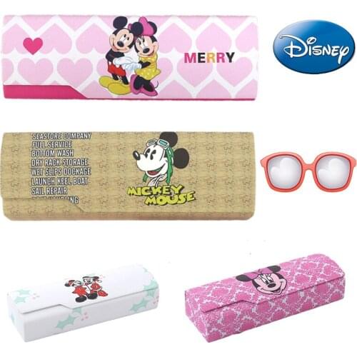 Disney Mickey Oil Painting Glasses Case Box Women Hard Leather Reading Glasses Case Men Retro Unisex Floral Eyewear Protector