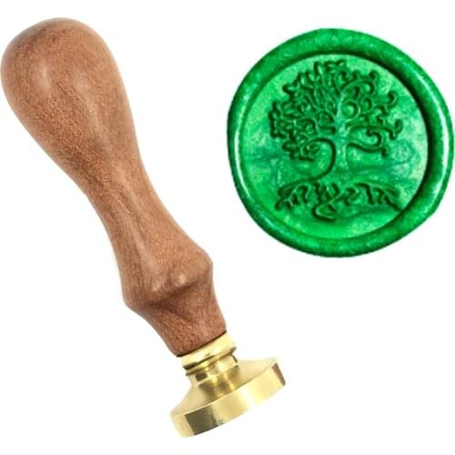 Tree Natural green life brass Wax Stamp wood handle,DIY Ancient Seal Retro Stamp,Personalized Stamp Wax Seal High Quality1