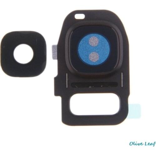 For Samsung Galaxy S7 /S7 Edge G930F G935F Original Camera Lens Glass Cover with Camera Ring Metal Holder Frame with Sticker