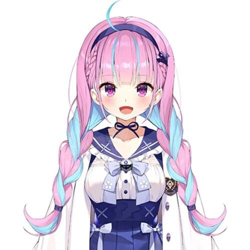 Hololive Minato Aqua Wig Cosplay Mixed Blue Pink BraidsDouble tail Long hair for Carnival Party Events Fans Collection Fans Gift