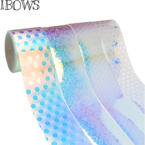 IBOWS 2yards 3" 75mm Jelly Ribbon Transparent Leather Ribbon for DIY Hair Bow Belt Handbag Shoes Accessories Wholesale Ribbons