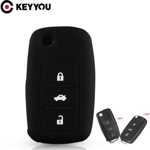 KEYYOU 3 Button Silicone Car Key Case For VW Golf 4 5 6 7 Bora Jetta POLO GOLF Passat b6 b8 Skoda Octavia t5 caddy SEAT Key Case