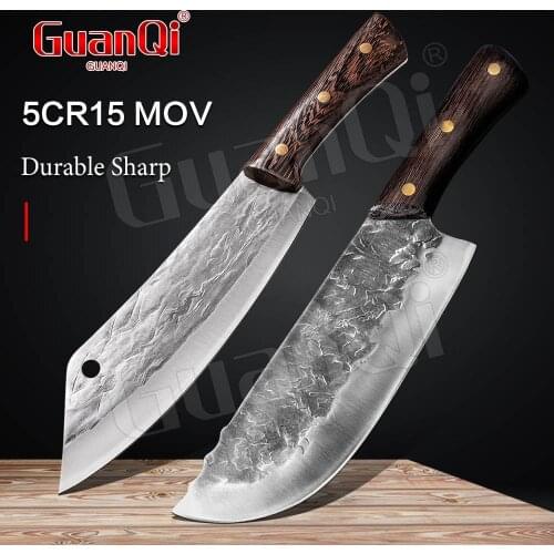 Handmade Forged Kitchen Knife Hammer Kitchen Bone Chopper High Carbon Steel Butcher Knife Sharp Cleaver Utility Vegetable Knives