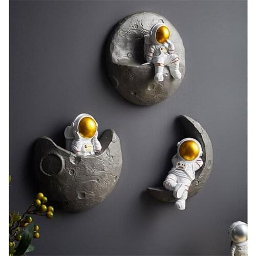 Creative Astronaut Figure 3D Stereo Wall Hanging Home Decor Spaceman Modern Resin Crafts Background Decoration Ornaments R5418
