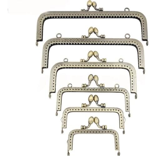 10.5-20 cm Square Metal Purse Frame Handle for Clutch Bag Handbag Accessories Making Kiss Clasp Lock Bronze Brass Tone Hardware