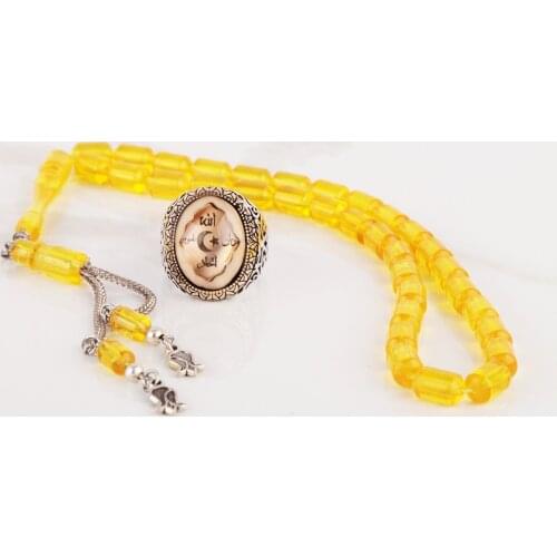 UM US JEWELRY Amber Gemstone Ottoman War Ensign Motif 925 Sterling Silver Men Ring