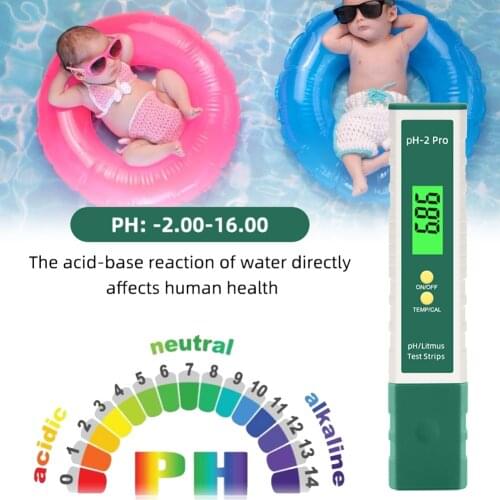 Water Quality Tester Portable PH Meter Pen Color Changing LCD Display Digital PH Tester 0-14PH For Aquarium Swimming Pool