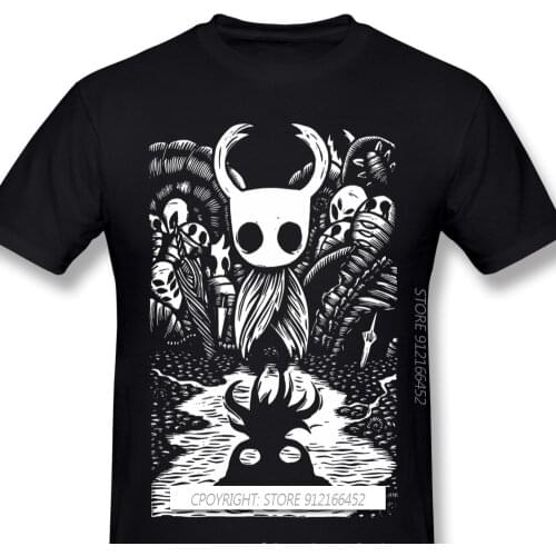 Ghost Knight Art Funny GameAnime Clothes Design Hollow Knight Action Games 100% Cotton Camiseta Men T-Shirt