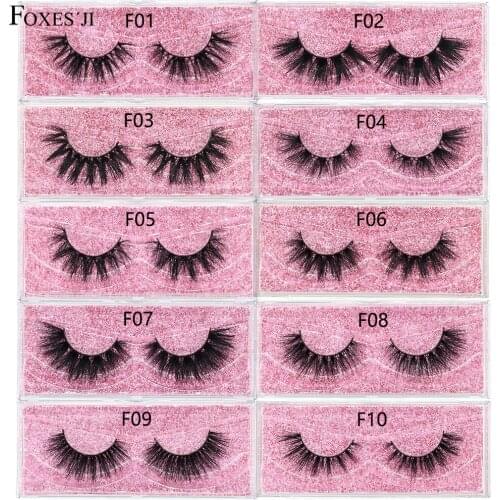 FOXESJI Makeup Eyelashes 3D Mink Lashes Fluffy Soft Volume Natural long Cross Mink False Eyelashes Reusable Eyelash Extension