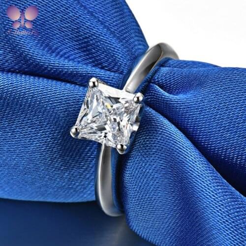 Luxury 925 Sterling Silver 0.5,1.0,2.0Ct Princess Cut Engagement Wedding Ring Anniversary High-End Jewelry