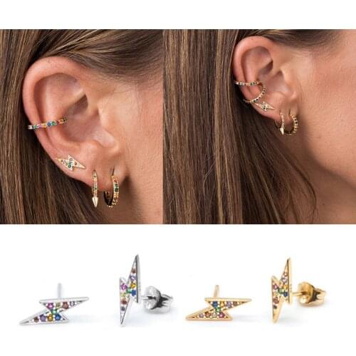 Luxury Bling Glitter Lightning 925 Sterling Silver Earrings for Women Unisex Engagement Ear Ring Charm Jewelry Studing Earrings