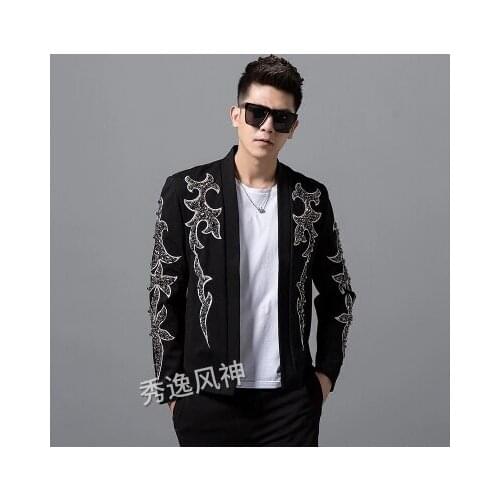 Luxury mens beading tuxedo jacket/stage performance jaceket/bar/studio/dance jacket/ASIA SIZE