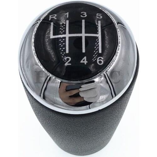 High Quality Chrome Leather 6 Speed Car Gear Shift Knob Gear Stick Shift Lever Knob For Mazda 3 6 3 Series CX-7 MX-5 2013-2017