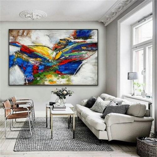 Hand-painted abstract mural painting thick oil painting on canvas colorful horizontal handmade abstract painting high quality