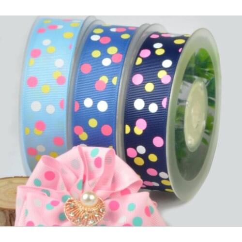 Snow yarn with DIY decoration ribbons 25mm wide and 100 yards per roll Printing color with dots WT059