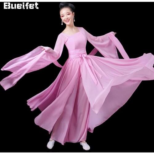 Classical Hanfu Yangko Dance Clothing Womens Chinese Elegant Folk Dance Costume Fan Dance Traditional Hanfu Oriental Dress
