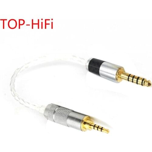 TOP-HiFi 2.5mm TRRS Balanced Male to 4.4mm Balanced Male Amplifier Adapter Cable 7NOCC Single Crystal Copper Silver Plated