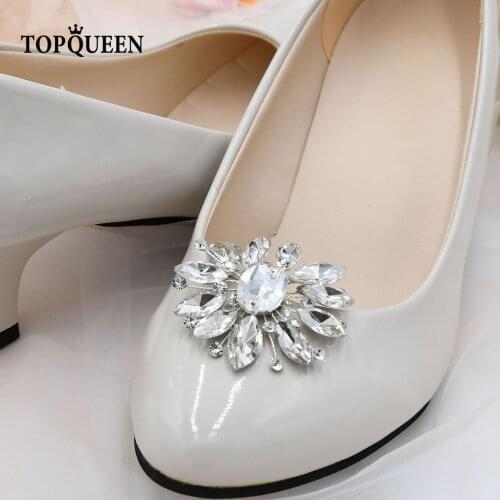 TOPQUEEN-X11 2Pcs Sexy Wedding Shoes Clips Fashion Rhinestone Accessories On Sandals Bags Pinkage